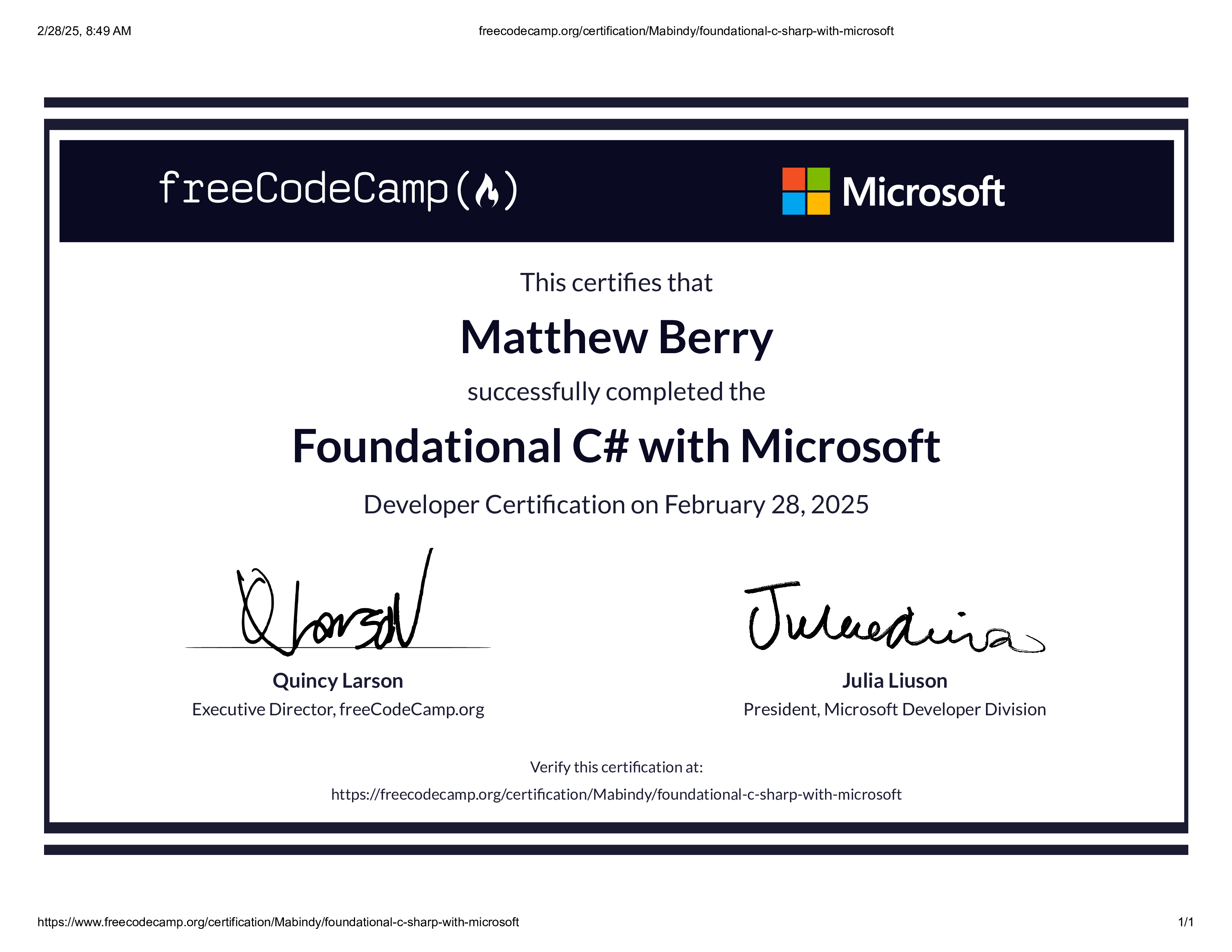 C# Certification