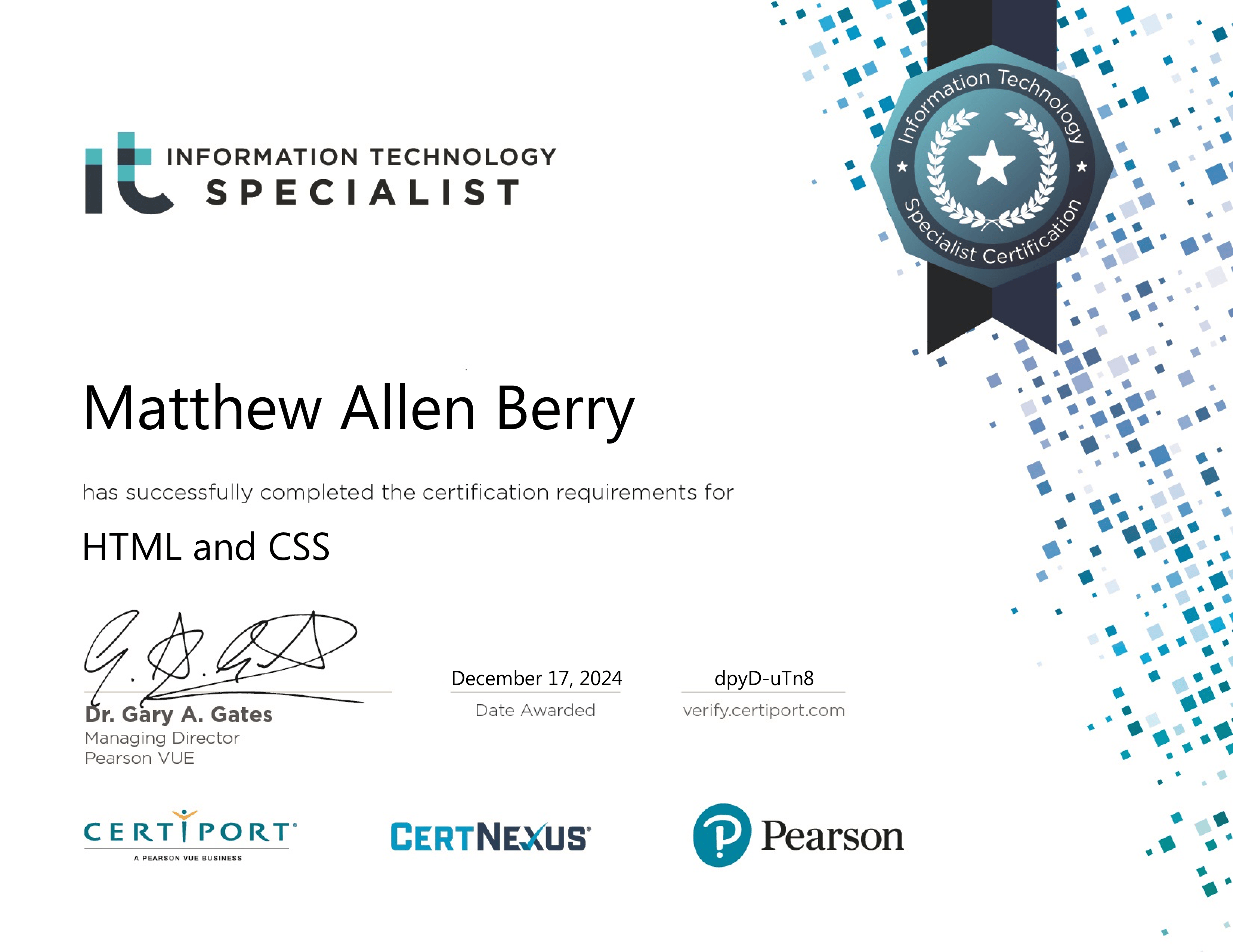 HTML and CSS Certification